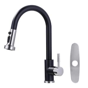 Single-Handle High Arc Sink Faucet with Pull Down Sprayer in Brushed Nickel and Matte Black