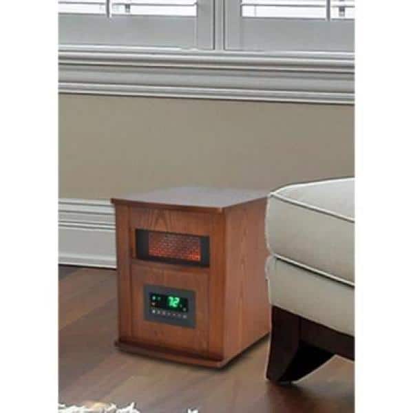 Lifesmart - 1500-Watt 6-Element Infrared Room Heater with Oak Cabinet and Remote