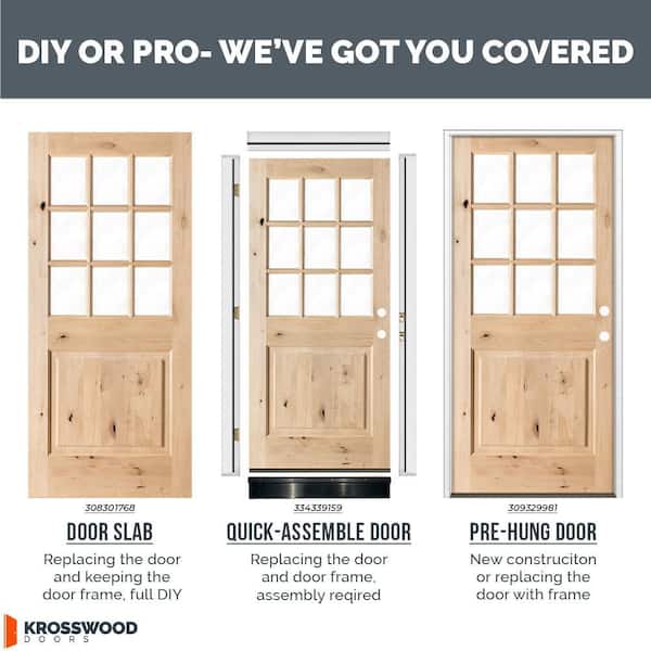 Krosswood Doors 50 in. x 80 in. Knotty Alder 2 Panel Left-Hand