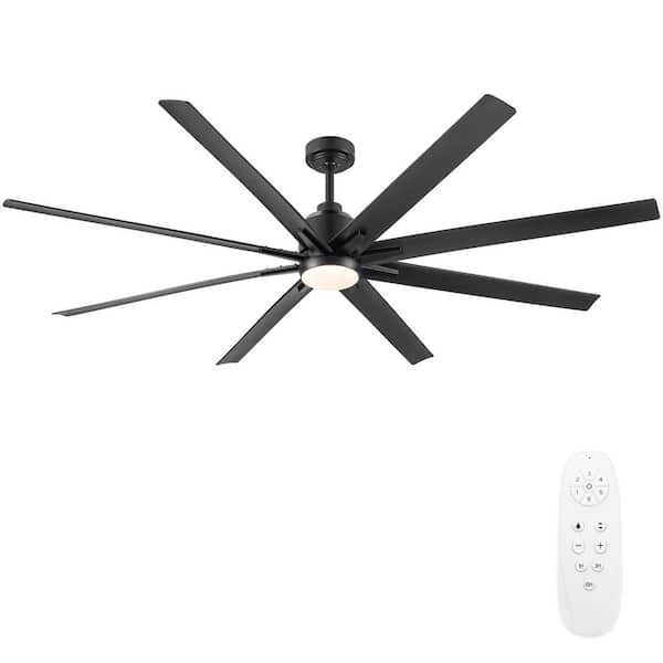 Coastal 72 in. Indoor Matte Black Large Windmill Integrated LED Ceiling Fans with Light and ABS Blades