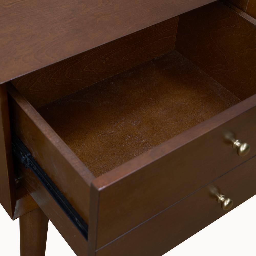 Mahogany Mid-Century Modern 2-Drawer Nightstand