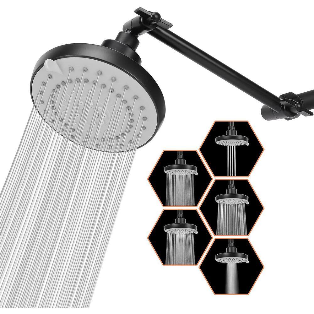 Matte Black High Pressure 5-Function Wall Mounted Shower Head
