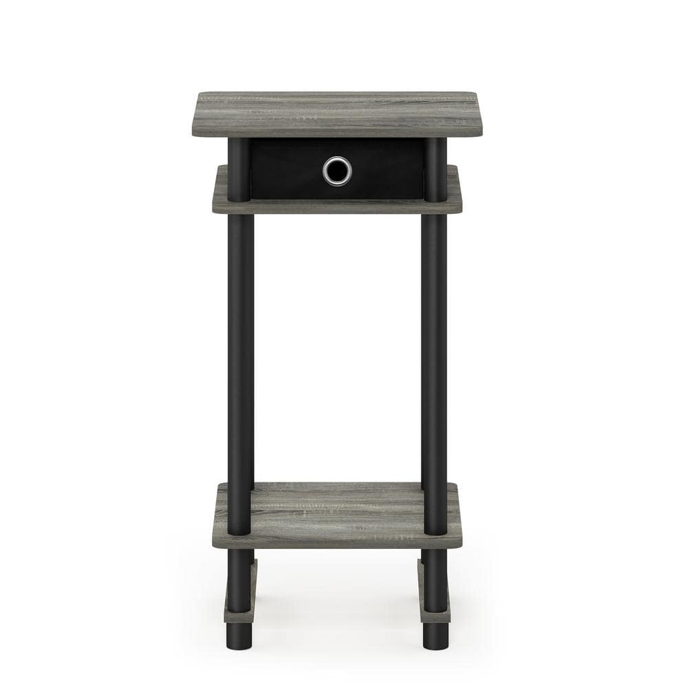 Contemporary Oak Grey Square End Table with Storage Drawer