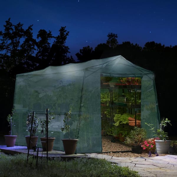 11 ft. x 8.5 ft. Green Pop-Up Walk-in Greenhouse with Roll-Up Windows and Zippered Door