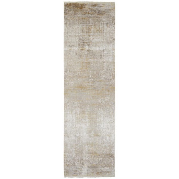 HomeRoots 2 X 8 Gold, Ivory Abstract Runner Rug