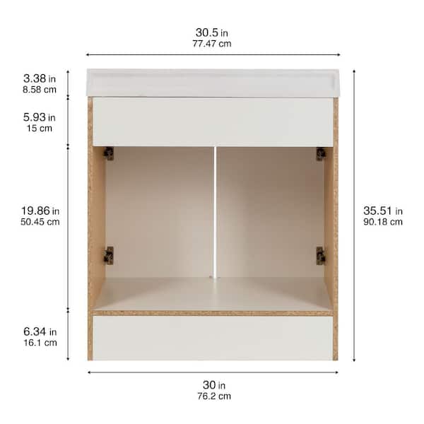 Glacier Bay 31 in. Single Sink White Bath Vanity with White