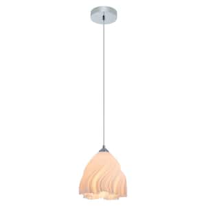 1-Light White Adjustable Height Chandelier Simple 3-Dimensional Petal Design Chandeliers with No Bulb Included