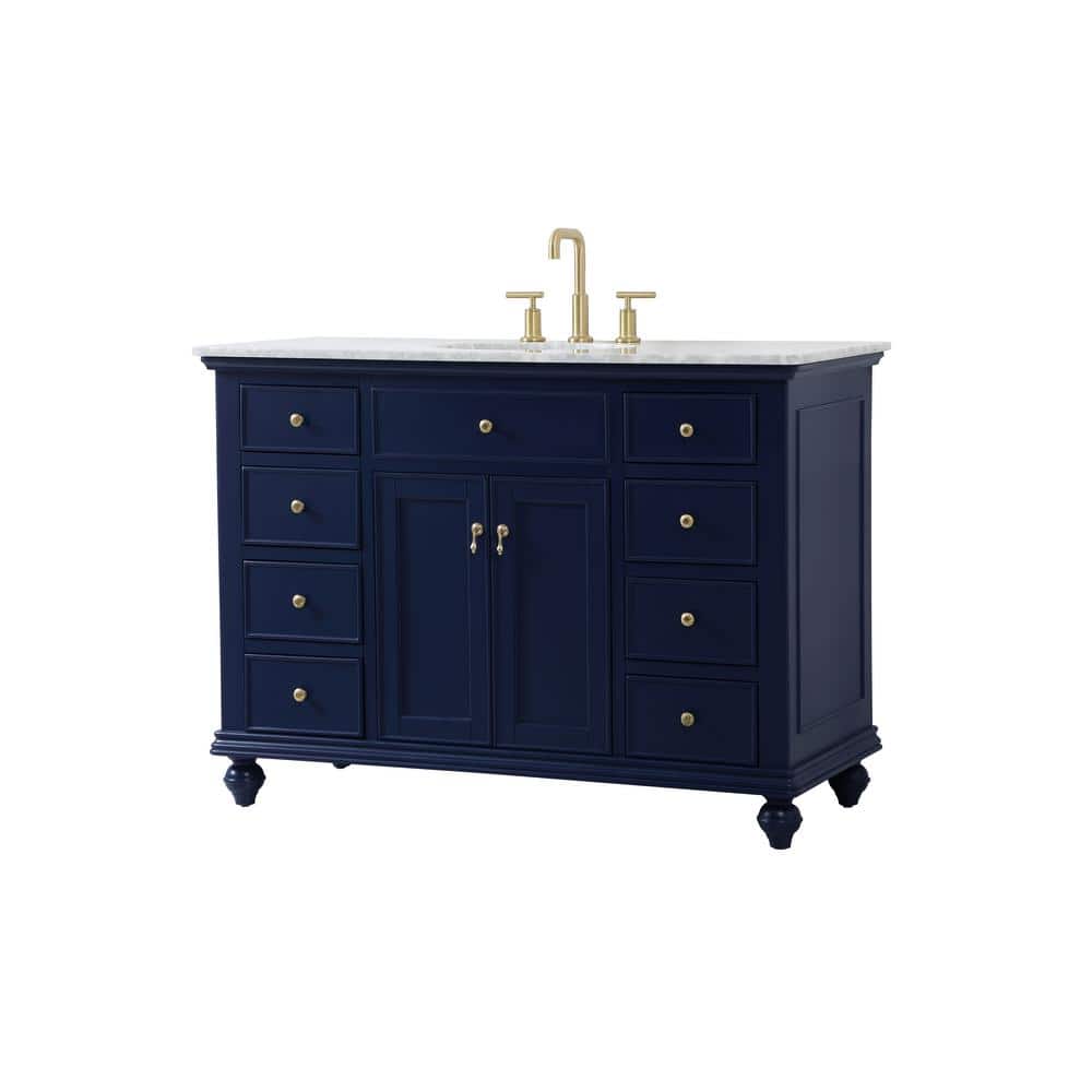 48-Inch Blue and White Marble Single Bathroom Vanity