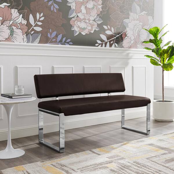 Dining bench with back leather hot sale