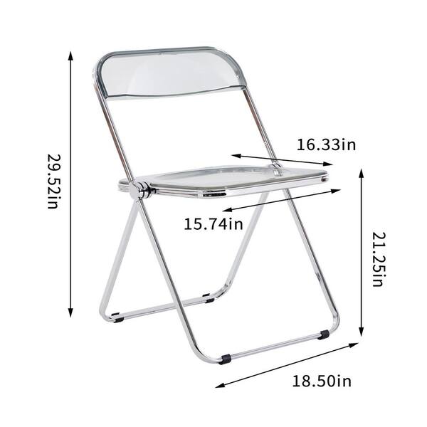 Seafuloy Gray Clear Transparent Pc Plastic Folding Chair (Set of 2 ...
