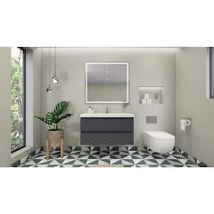 Bohemia 42 in. W Bath Vanity in High Gloss Gray with Reinforced Acrylic Vanity Top in White with White Basin