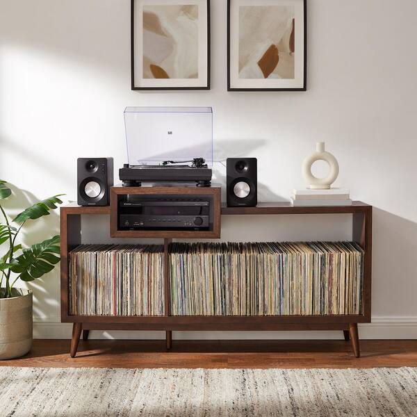 CROSLEY FURNITURE Nashville Brown Large Record Player Media