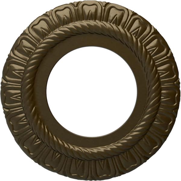 Ekena Millwork 9" x 4-1/2" I.D. x 1/2" Claremont Urethane Ceiling Medallion (Fits Canopies upto 5-5/8"), Brass