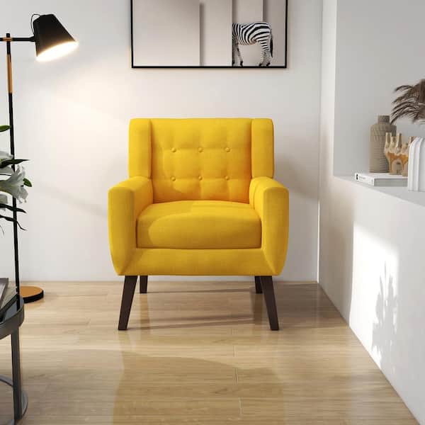 Uixe Yellow Linen Arm Chair (Set of 1)