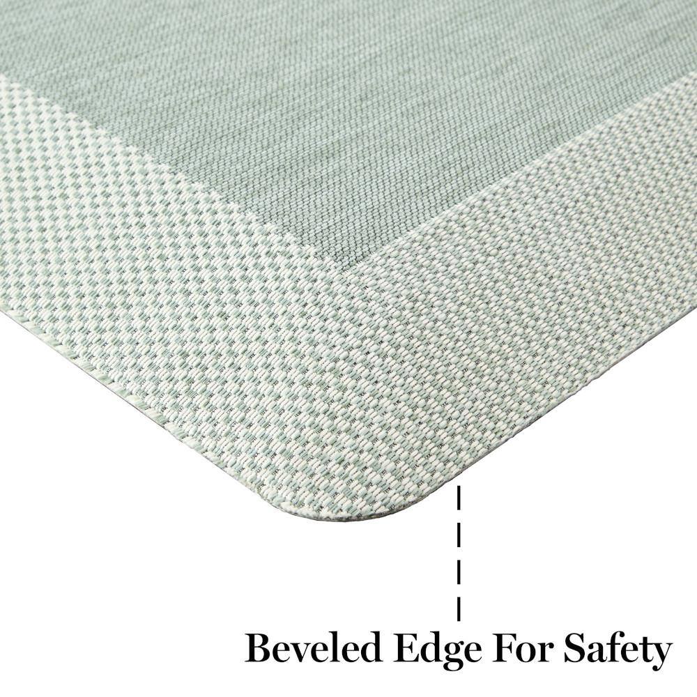 Miles Mint Green Polyester Trellis Anti-Fatigue Kitchen Mat
