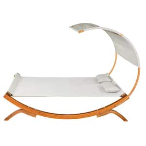 79 in. x 79 in. x 67 in. Solid Wood Larch Mediumg Brown Sunbed with Canopy