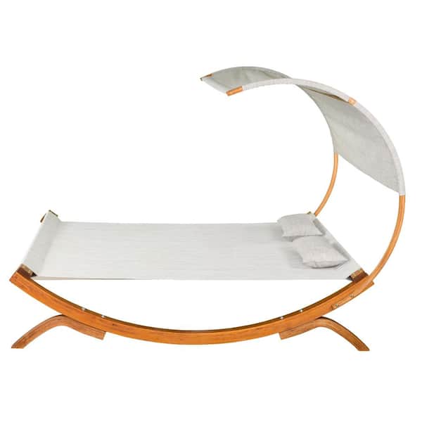 Leisure Season 79 in. x 79 in. x 67 in. Solid Wood Larch Mediumg Brown Sunbed with Canopy