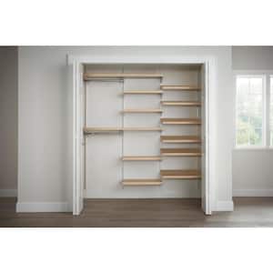 Genevieve 6 ft. Birch Adjustable Closet Organizer Double Hanging Rod with Shoe Rack and 6 Shelves
