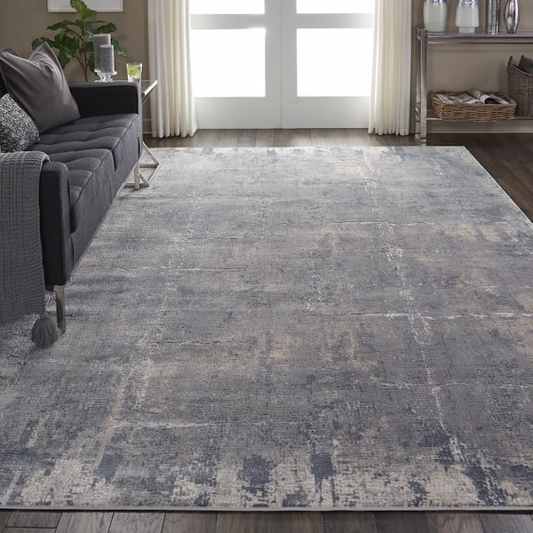 Rustic Textures Grey/Beige 8 ft. x 11 ft. Abstract Contemporary Area Rug