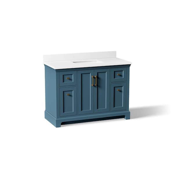 Charlemont 49 in. Single Sink Freestanding Tidal Blue Bath Vanity with White Quartz Top Assembled