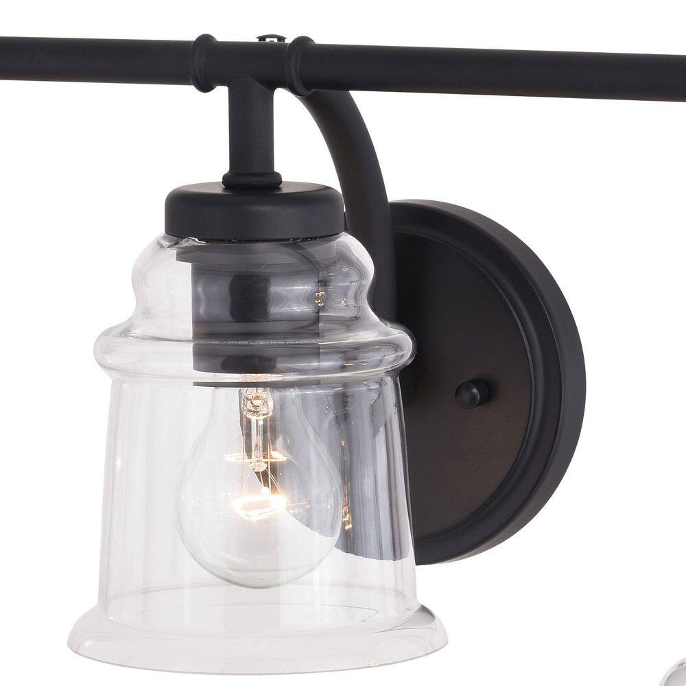 Matte Black Jelly Jar 3-Light Vanity Fixture