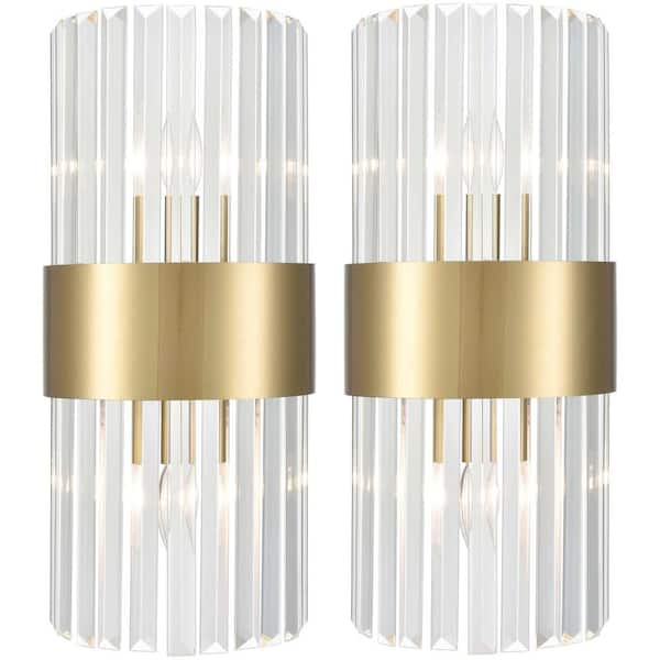 CLAXY 13 in. 4-Light Gold Modern Wall Sconce with Standard Shade