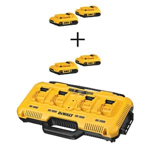 20-Volt MAX Compact Lithium-Ion 2.0 Ah Battery Pack (4-Pack) with 12V/20V/60V MAX 4-Port Lithium-Ion Battery Charger