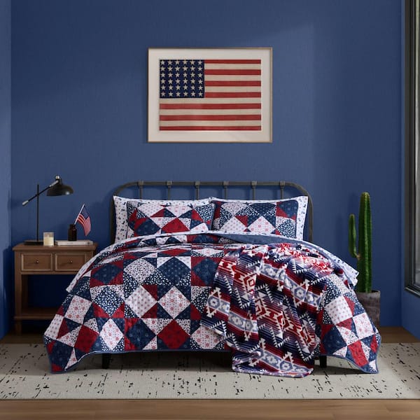Wrangler Rodeo Patchwork Reversible 3-Piece Blue/Red/White