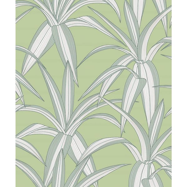 NextWall 31.35 sq. ft. Spring Green Tossed Cradle Plant Vinyl Peel and Stick Wallpaper Roll