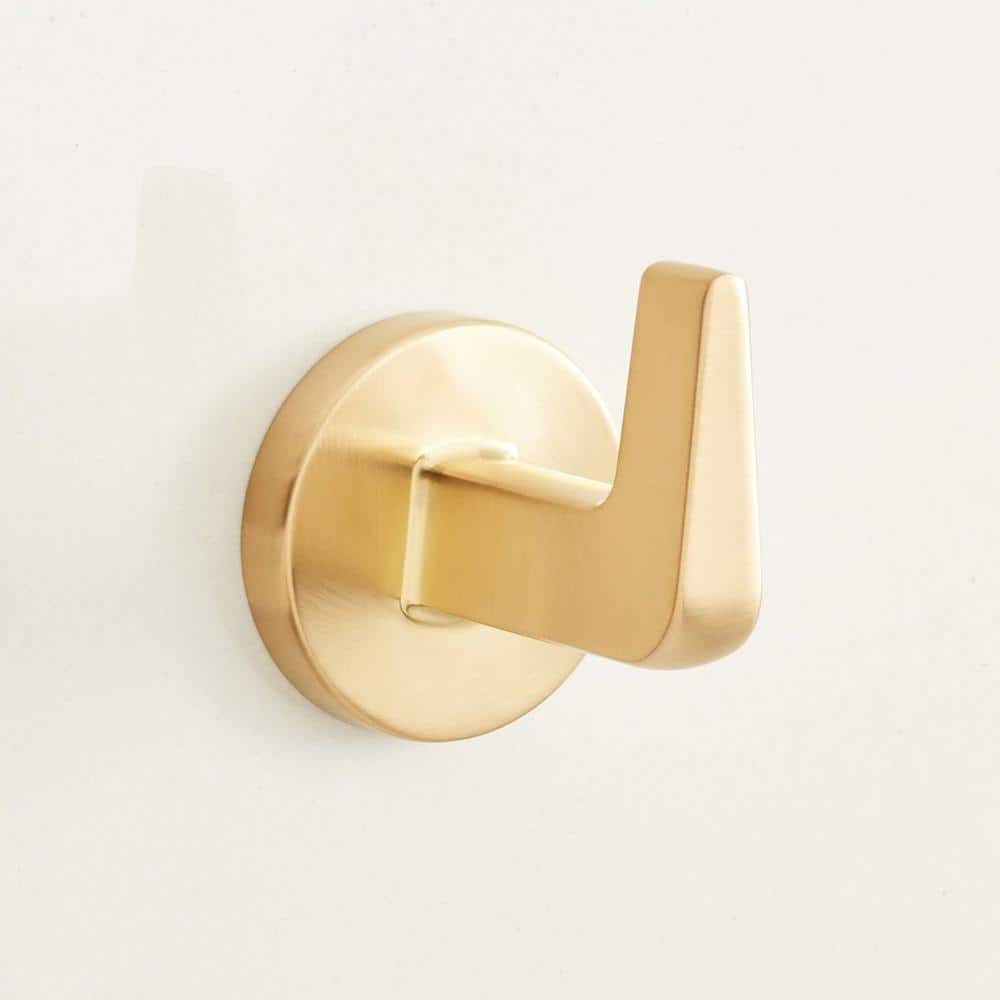 Brushed Gold Wall Mounted Metal J-Hook Robe Hook