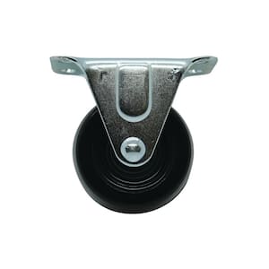 2 in. Black Soft Rubber and Steel Rigid Plate Caster with 90 lbs. Load Rating