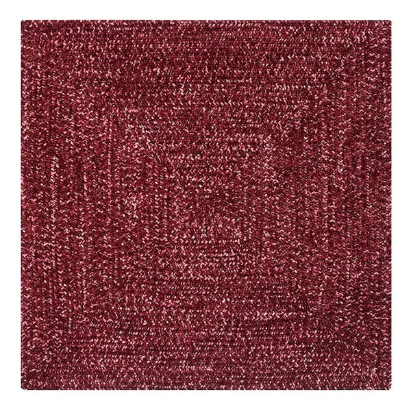 Better Trends Chenille Tweed Braid Collection Burgundy & Mauve 60" Square 100% Polyester Reversible Indoor Area Rug