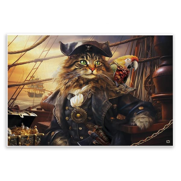 Pirate Cat on Ship by Michael David Ward Unframed Graphic Art Print Animal 19 in. x 13 in.
