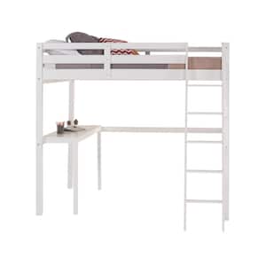 Tribeca White Twin Size High Loft Bed with Desk