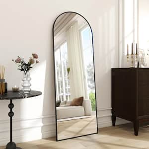 18 in. W x 58 in. H Arched Black Modern Aluminum Alloy Framed Full Length Mirror Standing Floor Mirror