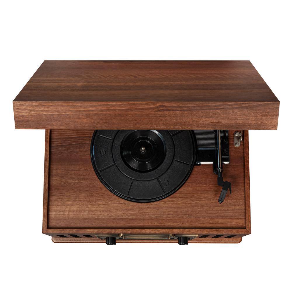 Walnut Vintage Style 8-in-1 Record Player with Bluetooth