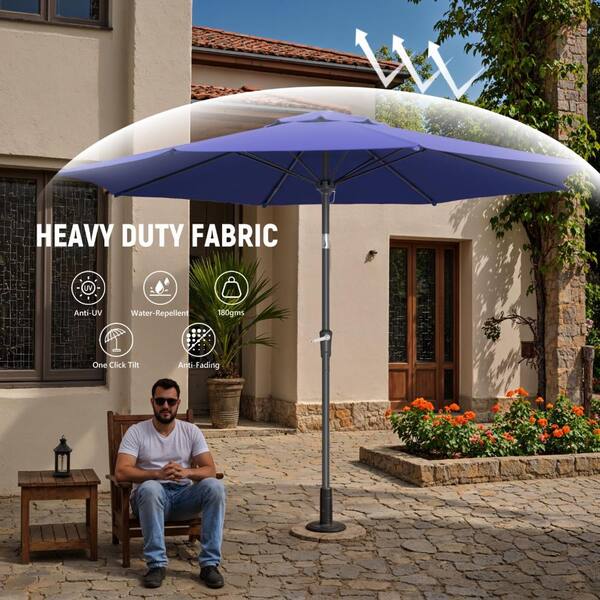 fiberglass ribbed patio umbrella California 9' Round Aluminum Pole Rib Market Umbrella, Crank Lift, Collar Tilt, Bronze Pole, Sunbrella Forest Green You can indulge in leisure activities and enjoy a happy holiday time on the patio Garvee 9 ft Fringe Patio