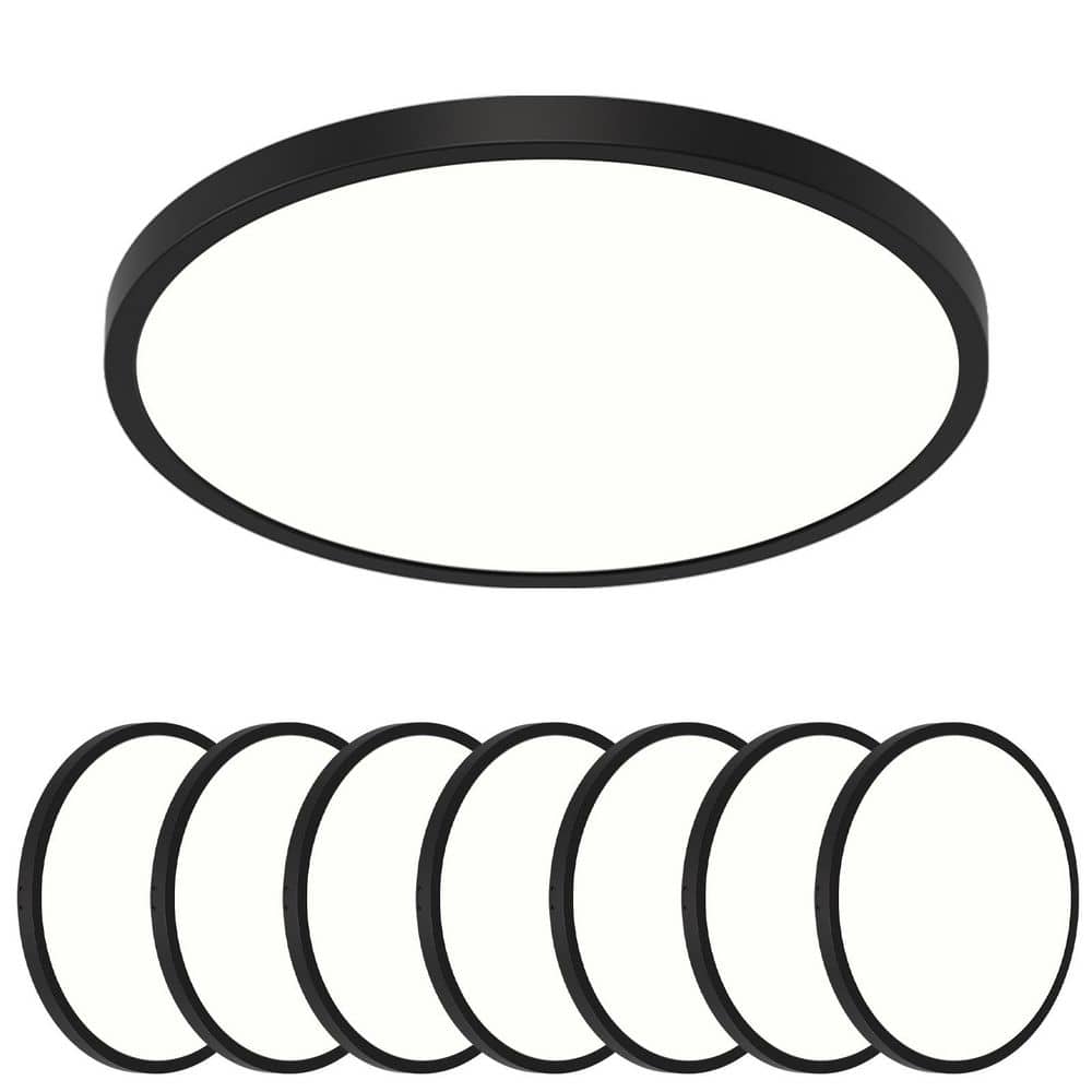 8-PACK 20 in. Round Matte Black LED Flush Mount Ceiling Lights, 40-Watt 2580LM Slim Design with 5CCT Selectable price history on PriceWatchPro