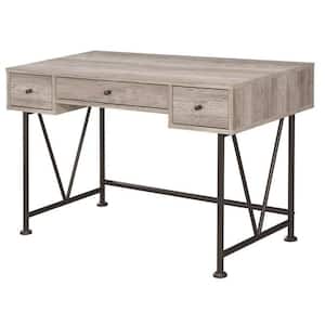 48 in. Rectangular Gray 3 Drawer Writing Desk with Built-In Storage