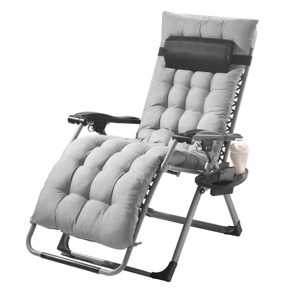 Lawn Chairs Reclining Zero Gravity Lounge Chair, 26 Inch Recliner Chair W/Removable Cushion, Headrest And Cupholder Deck Lounge Chairs