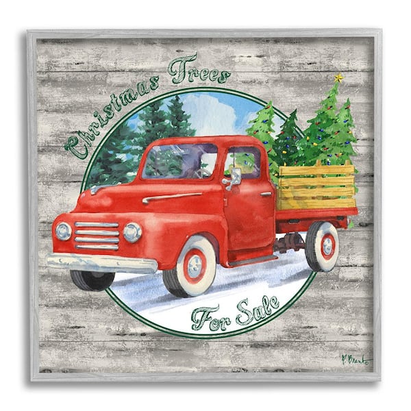 Stupell Industries Christmas Tree Truck by Paul Brent 1 Piece Framed Graphic Print Travel Poster Art Print 12 in. x 12 in.