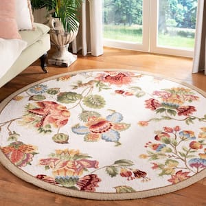 Chelsea Ivory 6 ft. x 6 ft. Round Gradient Solid Floral Area Rug