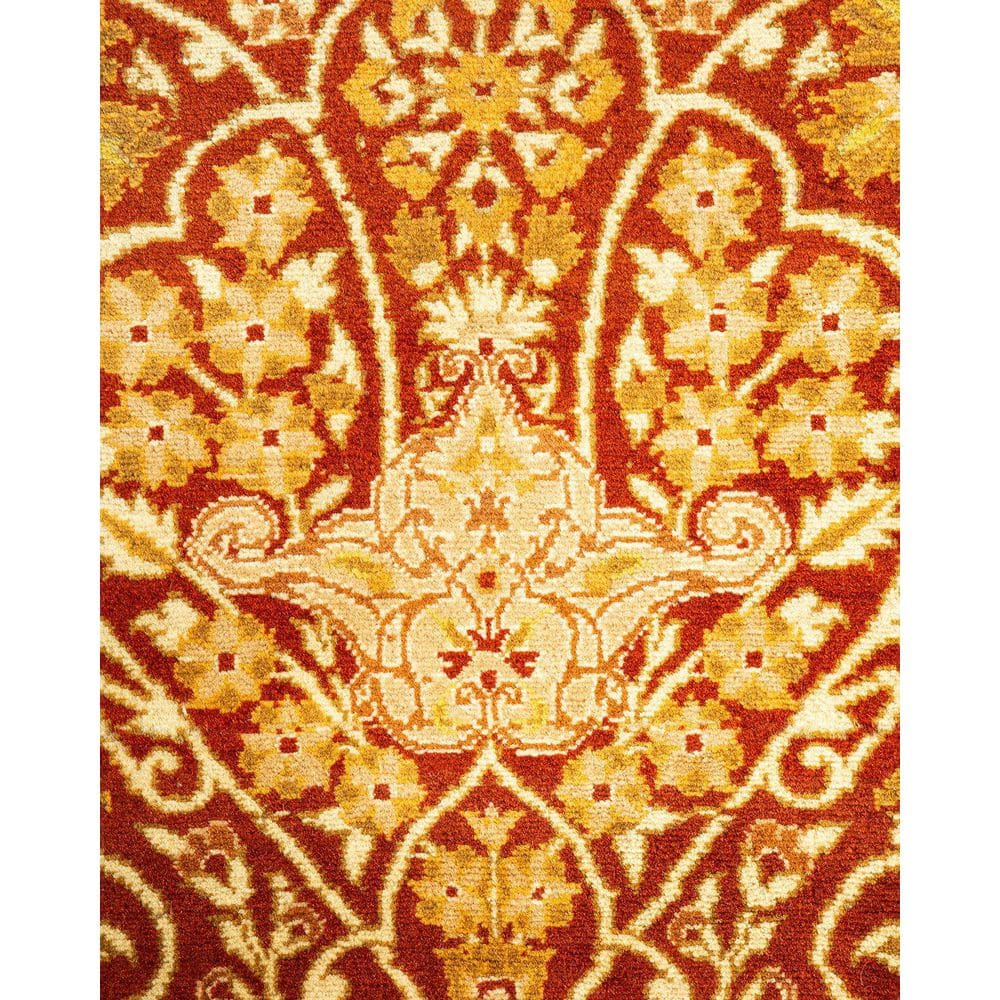 Handmade Red and Beige Wool Oriental 8' x 10' Rug
