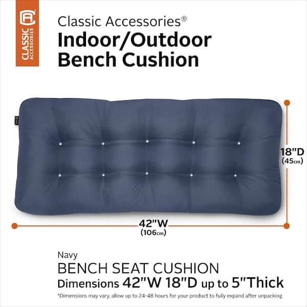 Bench Cushion - Black/ White, Size 48 in. x 18 in. x 3 in., Sunbrella | The Company Store