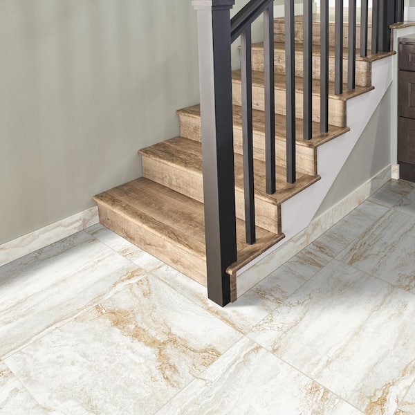 Bernini Bianco Bullnose 3 in. x 18 in. Polished Porcelain Stone Look Wall Tile (15 lin. ft./Case)