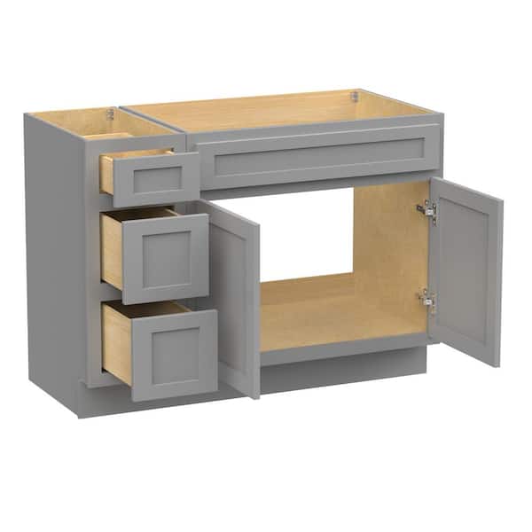 Vanity Art 42 in. W x 21 in. D x 32.5 in. H Bath Vanity Cabinet without Top in Gray