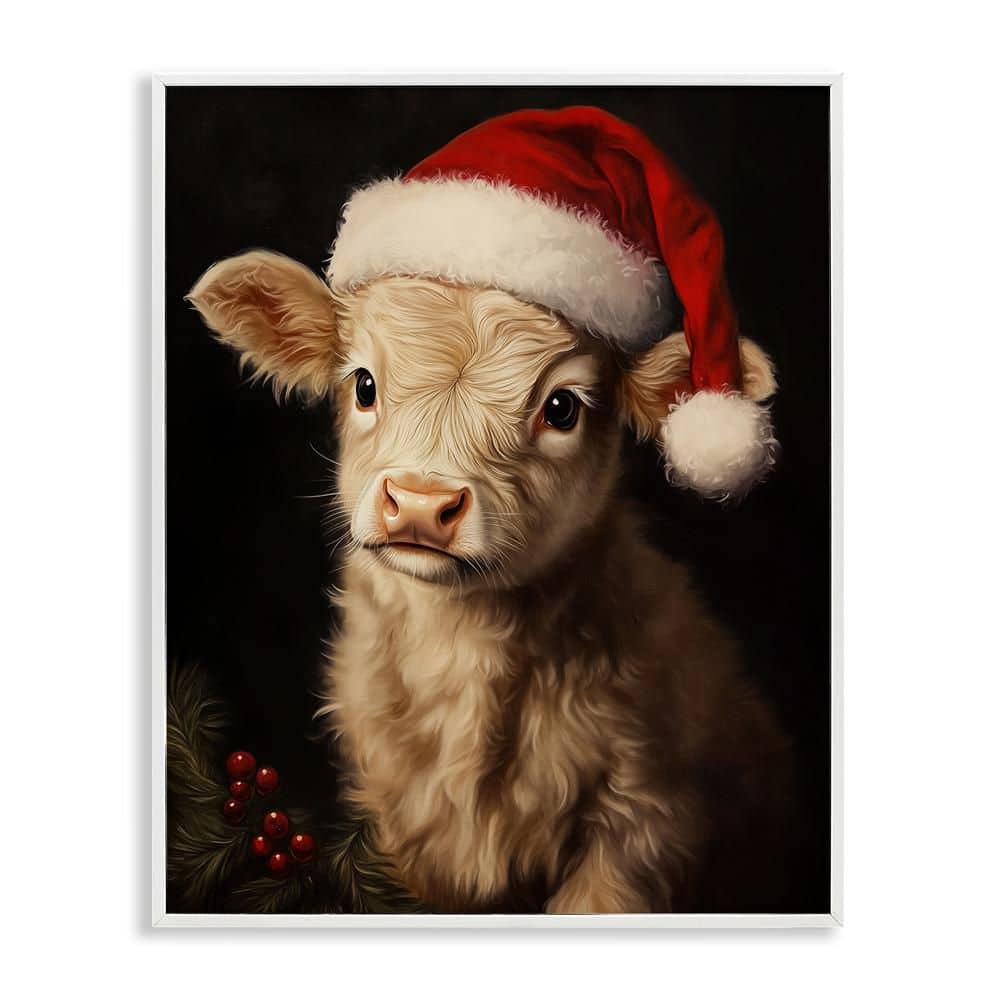 Christmas Hat Highland Cow by Arlington Prints 1-Piece White Framed Giclee Animal Art Print 14 in. x 11 in. price history on PriceWatchPro