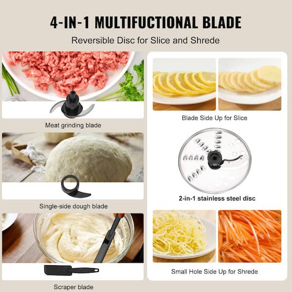  Food Processors Electric for Vegetable Meat Grains - 6  Functions for Chopping, Slicing, Shredding Purees & Dough with 12-Cup Bowl,  Stainless Steel Blades, 3 Speeds, 600W, Black (Black): Home & Kitchen