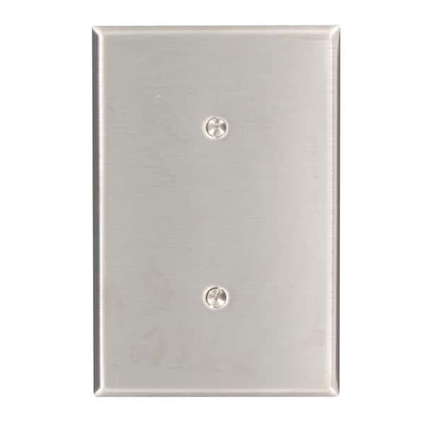 Leviton 1-Gang No Device Blank Wallplate, Oversized, 302 Stainless Steel, Strap Mount, Stainless Steel