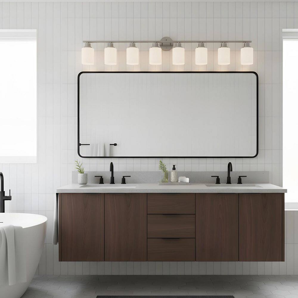 52 in. 8-Light Chrome Bathroom Vanity Light with Frosted White Glass Shades price history on PriceWatchPro
